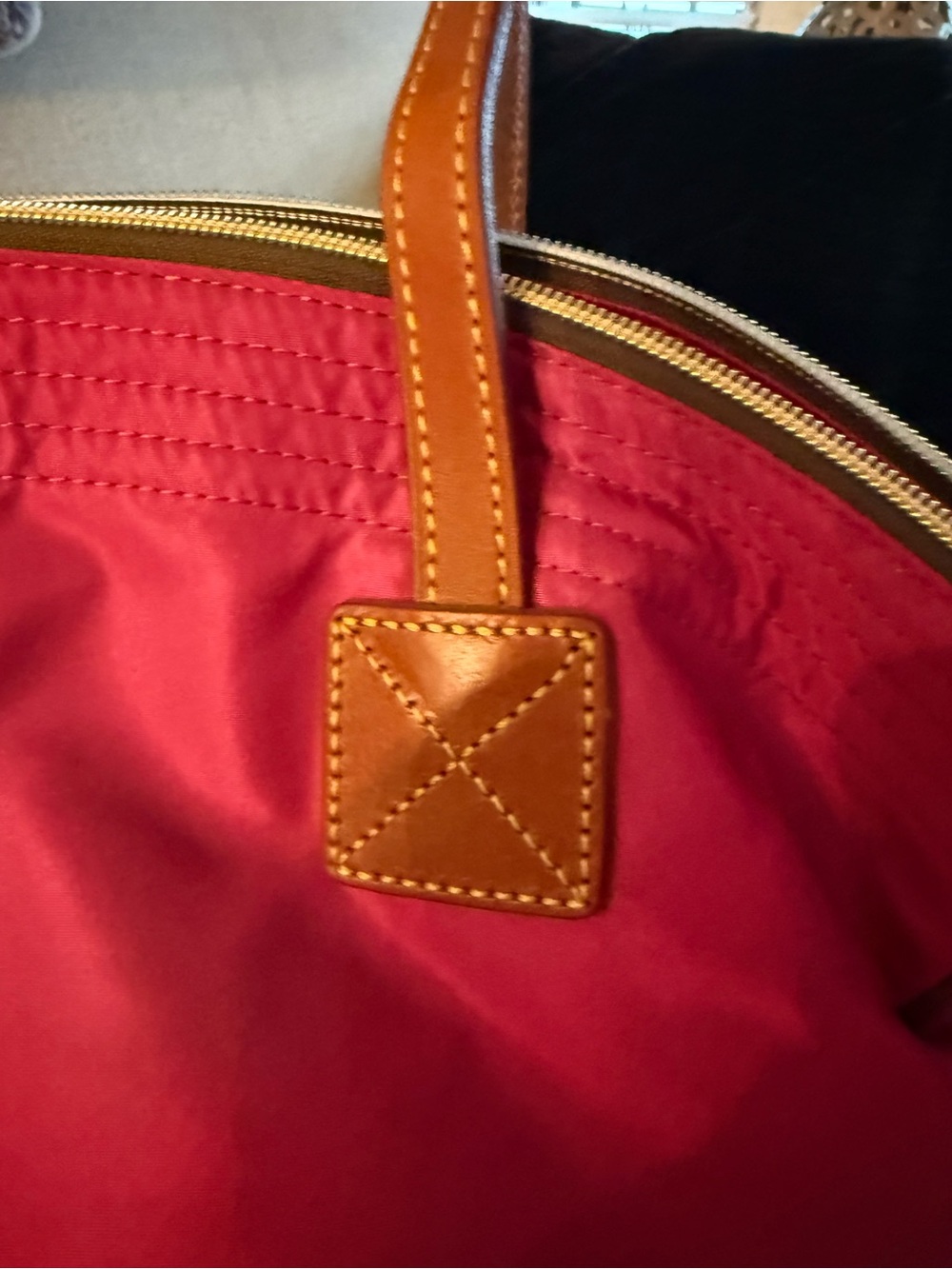 Dooney & Burke Hot Pink Large Duffle Tote with Brown Leather Trim - NWT - Picture 4 of 9